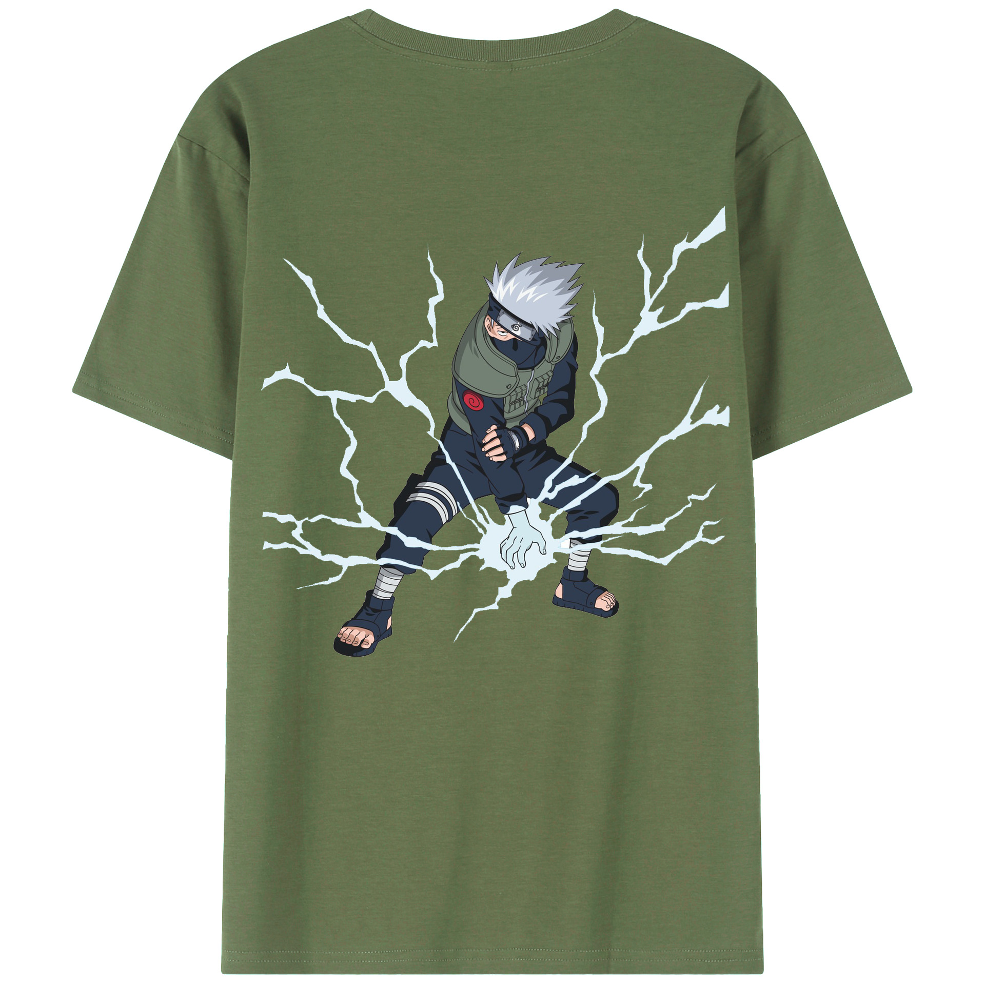 （画像用） NARUTO -ナルト- はたけ カカシ Hatake Kakashi 綿100％ メンズ半袖Tシャツ（バックプリント） 通気性